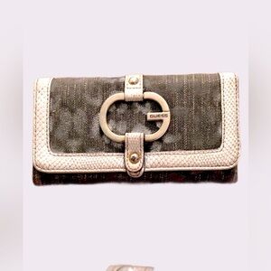G by Guess silver denim leather wallet